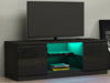 Modern TV Unit Stand Cabinet Black High Gloss Doors Matt Body Sideboard with LED