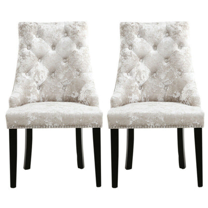 Set of 2/4 Crushed Velvet Knocker Dining Chairs Home Kitchen Restaurant Chair