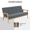 Modern Linen Fabric Upholstery Seat Sofa Tufted 2/3-Seat Couch Wood Legs