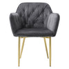 Velvet Dining Chairs Buttoned Padded Soft Seat Gold Metal Legs Kitchen Home