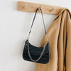 Retro Alligator PU Leather Underarm Totes Women Chain Shoulder Bag (Black)