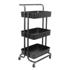 Kitchen Trolley Cart 3 Tier Mesh Shelf Handle Rolling Wheels Useful Storage Rack