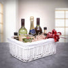 White Wicker Storage Basket White Lining Xmas Gift Hamper Basket - in 3 Sizes