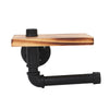 Industrial Urban Style Iron Pipe Toilet Paper Holder Roller With Wood Shelf Wall