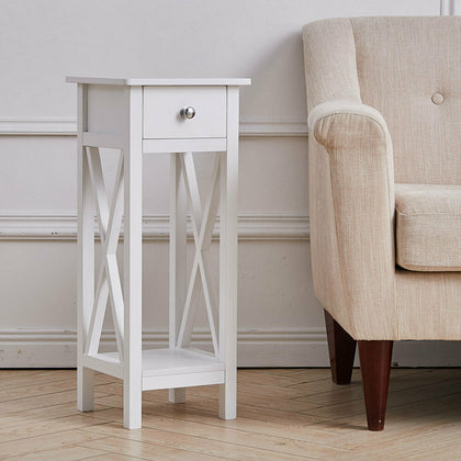 Bedside Table Drawer Cabinet Small Side End Table Nightstand Storage Organizer