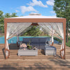 Mondeer Garden Gazebo Pivillion Shelter 3M*3M 4 Sides Double Layer Canopy Beige