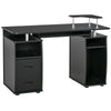 Black Wooden Desk with Drawers PC Workstation Office Computer with Keyboard Tray