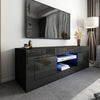 Modern TV Unit TV Cabinet Stand High Gloss Front Matt Body with LED Light Black