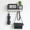 Wall Mounted Shelf Hooks Basket Wire Rack Storage Unit With Key Hanging Hangers