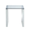 55cm Square Coffee Table with Clear Grey Tempered Glass Top & Chrome Base Design