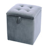 GREY Velvet Ottoman Storage Stool Footstool Box Sofa Chair Footrest Piano Seat