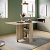 Mobile Folding Dining Table Drop Leaf Wood Rolling Desk with 2 Storage Shelves