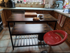 Industrial Kitchen Island Vintage Storage Table Rustic Metal Large Shelf Cabinet