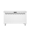 Fretwork MDF Wooden Ottoman Storage Toy Chest Bathroom,Bedding- White