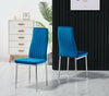 Set of 2 Modern Blue/Mustard/Pink/Grey Velvet Chrome Metal Legs Dining Chairs