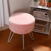 White Pink Shaggy Vanity Stool Dressing Table Chair Plush Makeup Ottoman Pouffe