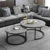 2PCS Industrial Marble Round Coffee Table Nesting Sofa Center Table Living Room