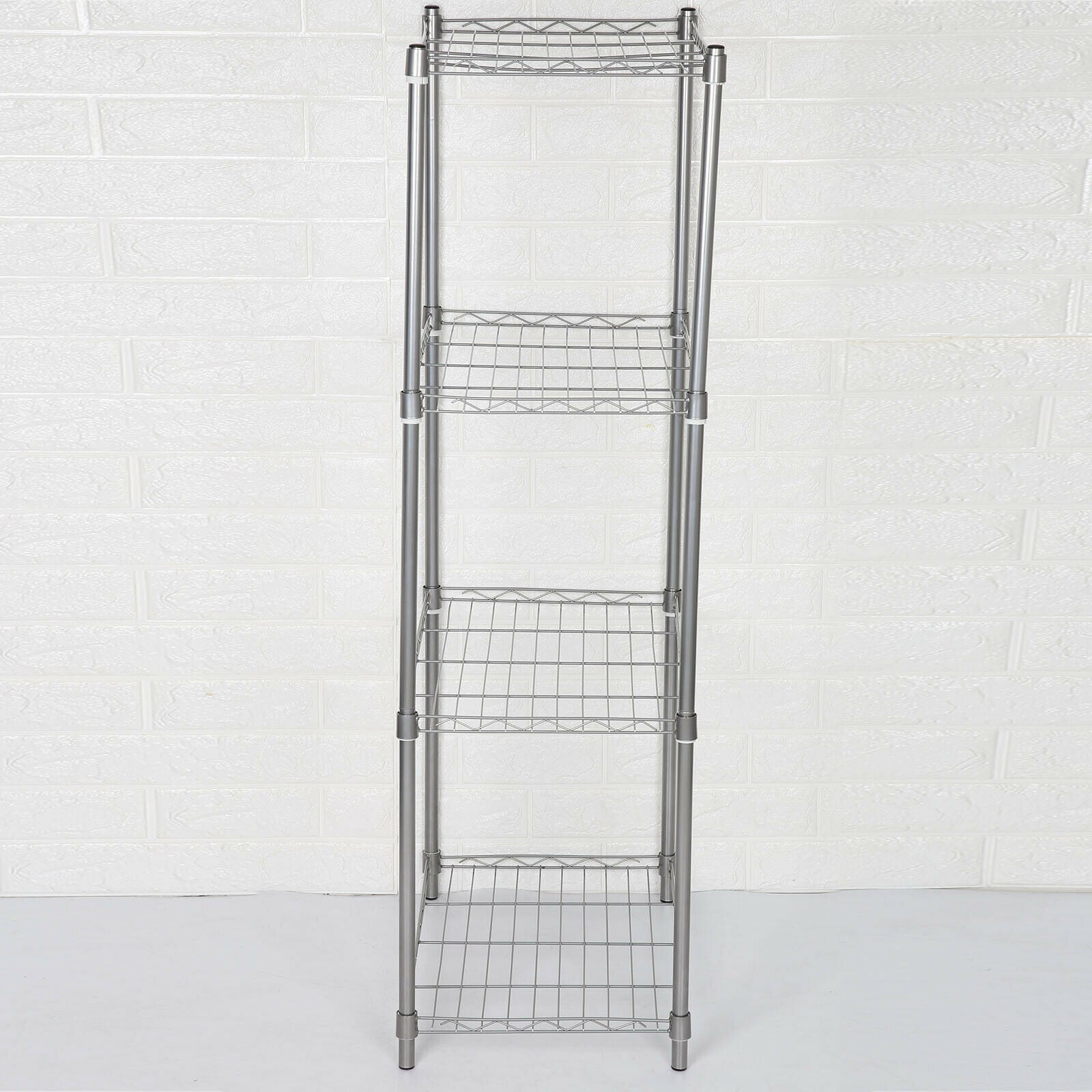 4 Tier Silver Metal Storage Rack/Shelving Wire Shelf Kitchen/Office Unit Stand