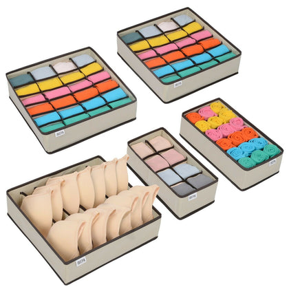 5x Foldable Underwear Bra Socks Drawer Organiser Divider Storage Box