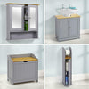 Grey/Bamboo Wooden Bathroom Cabinet Shelf Cupboard Storage Unit Free Standing