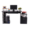 Black Large Office Desk Home Cabinet Laptop Computer Workstation Study Pull Tray