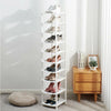 10 Tier Plastic Corner Shoe Rack Storage Shelf Holder Stand Organiser Unit White
