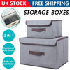 2x Foldable Canvas Storage Bag Collapsible Folding Box Fabric Cube Cloth Basket