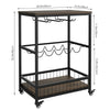 Serving Trolley Kitchen Trolley Cart, Wine Rack Storage Shelf, Lockable Wheels