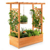 Raised Garden Bed Planter Box w/ Side & Top Trellis for Vine Climbing Plants