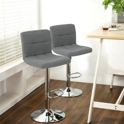 2X Bar Stools Adjustable Breakfast Kitchen Stools Fabric Swivel Chrome Gas Lift