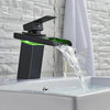 Black LED Waterfall Basin Sink Tap Bathroom Lever Single Handle Mixer Faucet UK