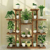 Multiple Tier Vertical Carbonized Wood Plant Stand Stylish Ladder Shelf Balcony