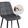 Set of 2 Blue Grey Velvet Dining Chairs Dinning Kitchen Room Metal Leg Padded