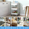 3 Tier Slim Kitchen Storage Trolley Cart Rack Tray Shelf Rolling Wheel W/ Handle