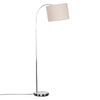 Metal Tall LED Floor Lamp Curved Arm Chrome Reading Light Large Drum Lampshades