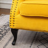 Yellow Linen Fabric Wing Back Armchair Button Studded Sofa Accent Cushion Chair