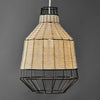 Natural Rattan Wicker Ceiling Light Shade Easy Fit Black Metal Pendant Lighting