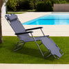 Outsunny Sun Lounger Recliner Chair 2 in 1 Garden Foldable Steel Grey Outdoor