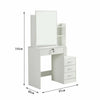 Modern Dressing Table Stool Set Makeup Desk w/4 Drawer & Sliding Mirror White