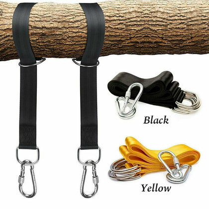 Garden Tree Hammock Swing Straps Rope Hanging Kit Carabiner Hook Fitting 1.5 M