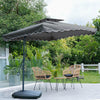 Garden Parasol Banana Cantilever Umbrella Crank Sun Shade Patio Outdoor W/ Base