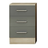 Modern Bedroom Living - Grey Gloss/ Sonoma Oak 3 Drawer Bedside Furniture