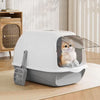 Hooded Cat Kitten Litter Tray Enclosed Pet Loo Toilet Box with Scoop Easy Clean