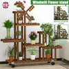 Multi Tier Flower Rack Plant Pot Stand Wood Shelves Bonsai Display Shelf Indoor