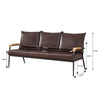 Deep Brown Faux Leather Sofa Armchair 3 Seaters Metal Legs Living room