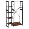 Industrial Bedroom Open Wardrobe Clothes Rail Rack Rustic Wood Metal Frame Shelf