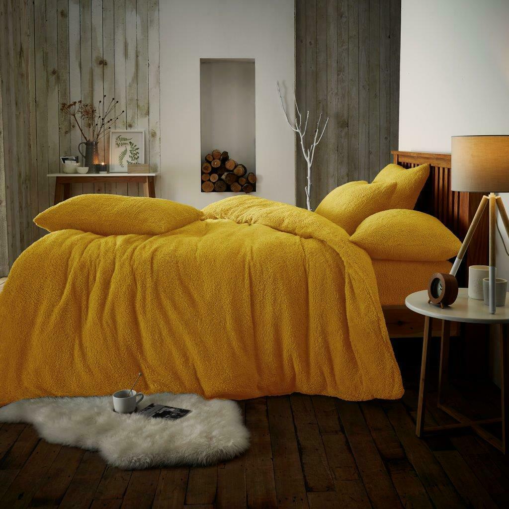 Teddy Bear Fleece Fitted Sheet OR Duvet Cover Set Sherpa Thermal Warm Bedding