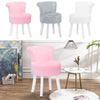 Chic Dressing Table Stool Fluffy Fabric Padded Scroll Back Dining Vanity Chair