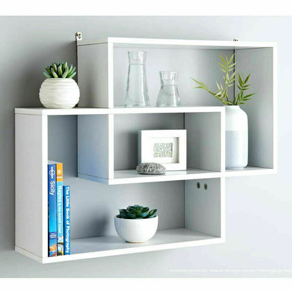 WHITE Lokken Multi Compartment Display Wall Floating Shelf Wall Decoration