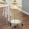 Industrial Drinks Trolley Glass & Metal Cart Vintage Serving Shelf Kitchen Table